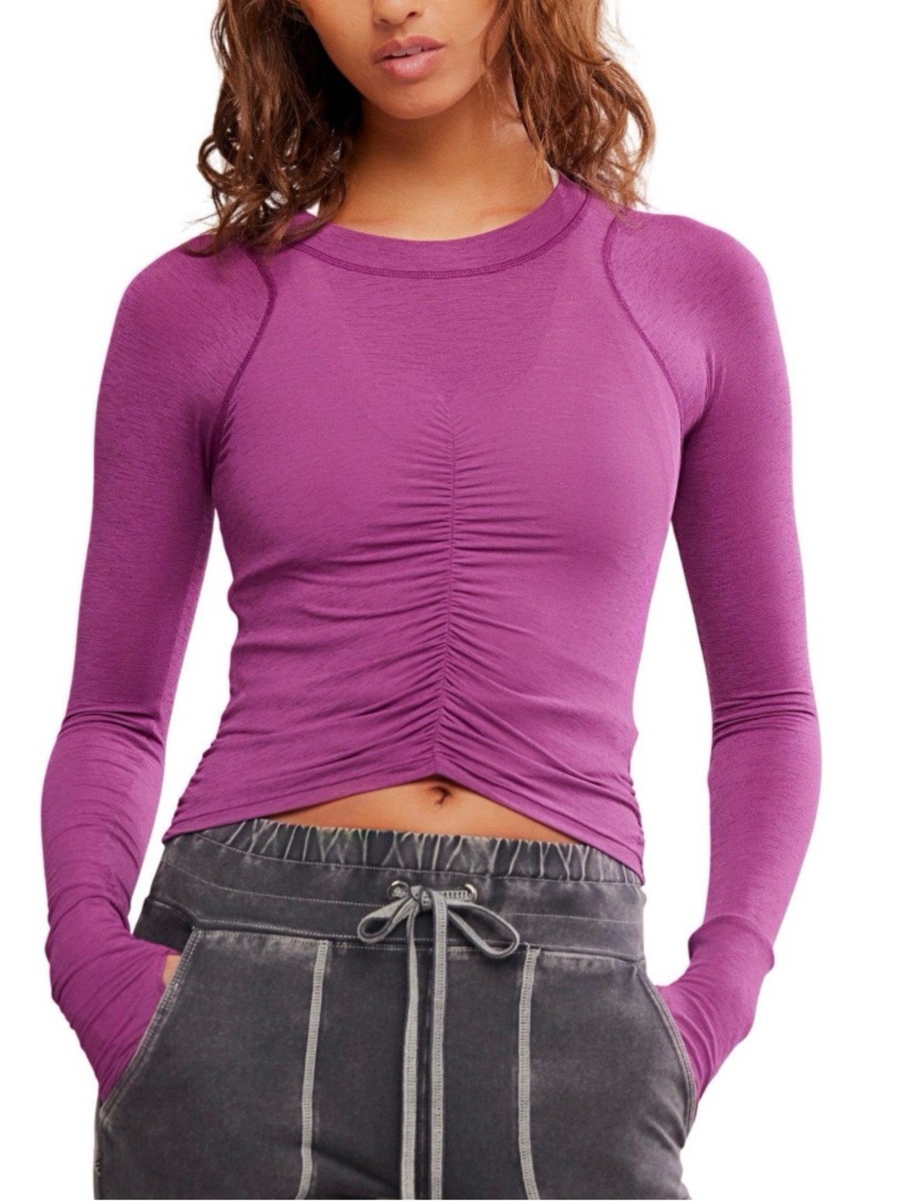 Free People Movement Tempo Ruched UV Protection Long Sleeve (B1)